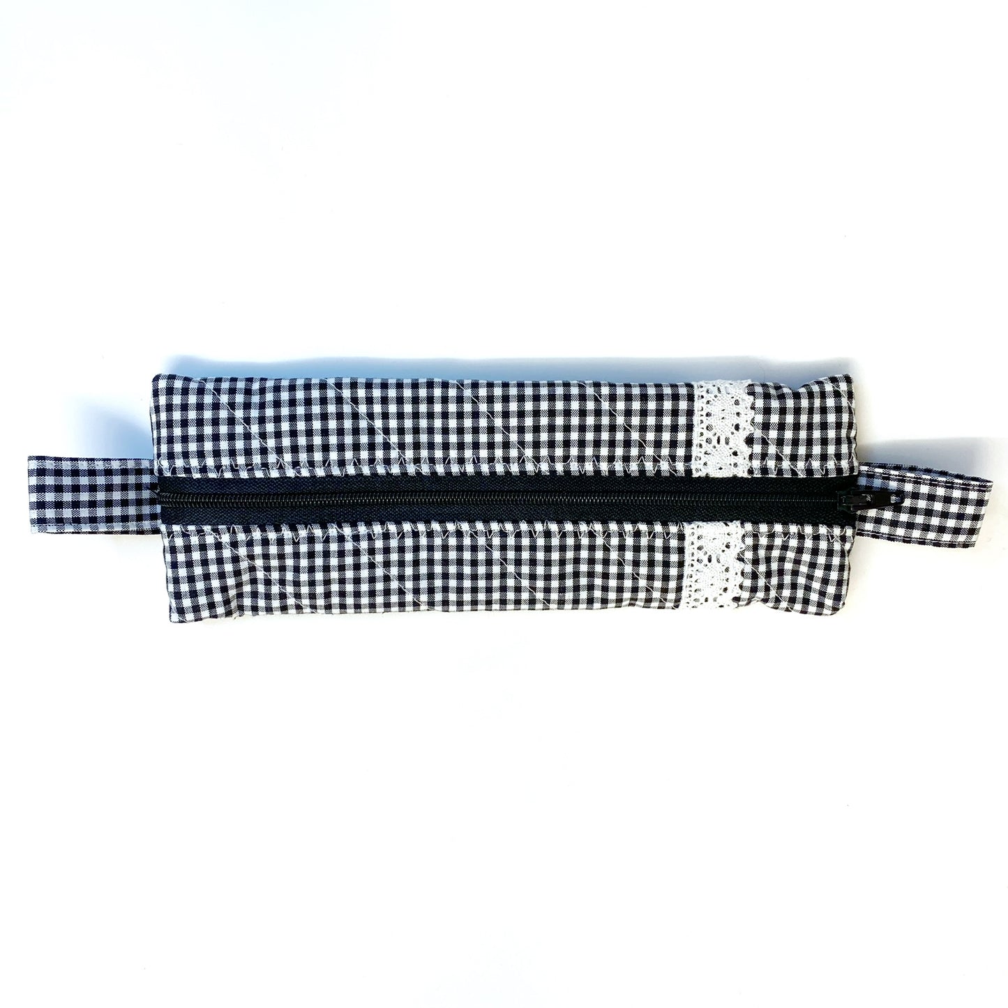Etui Fiorellina Vichy schwarz mit Spitze