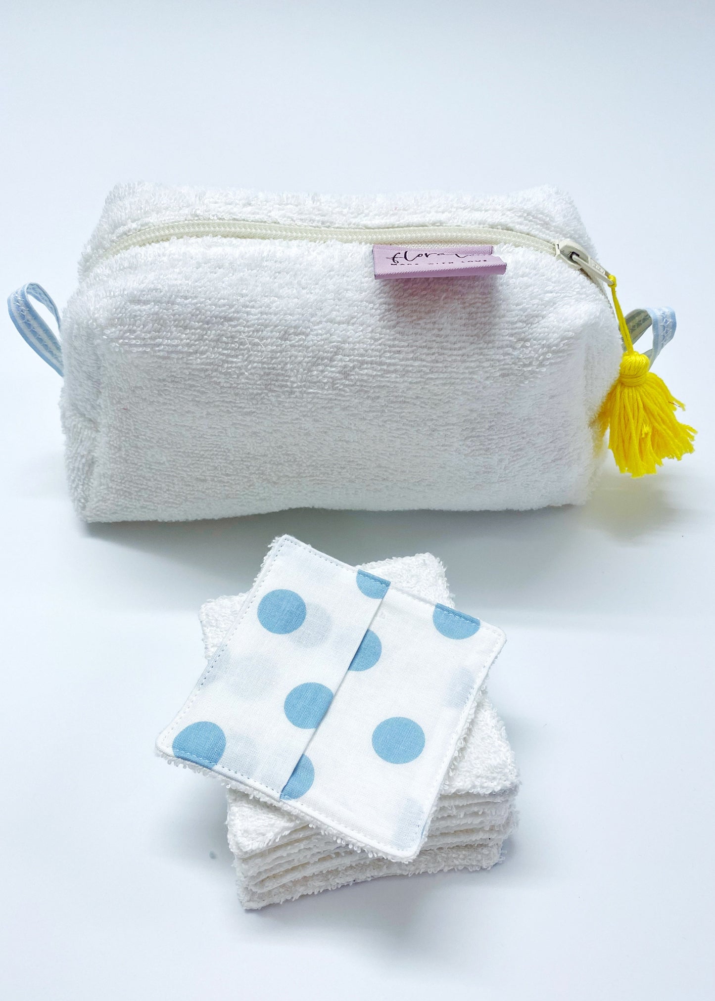 Necessaire Flora aus Frottée weiss