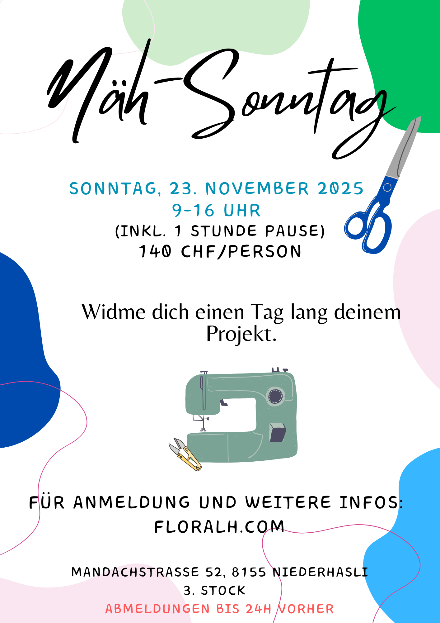 23. Nov. 2025 Nähsonntag im floralh Atelier – Dein gemütlicher Näh-Tag zum Selbermachen