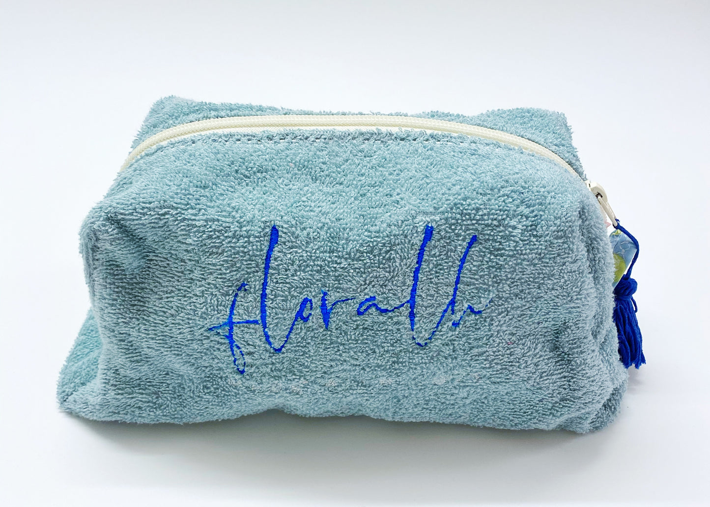 Necessaire Flora aus Frottée blau