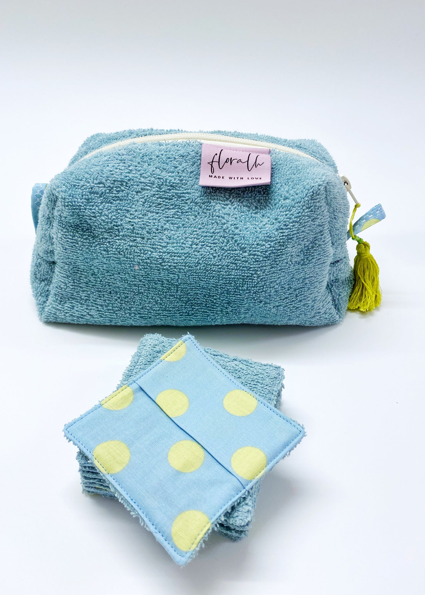 Necessaire Flora aus Frottée blau