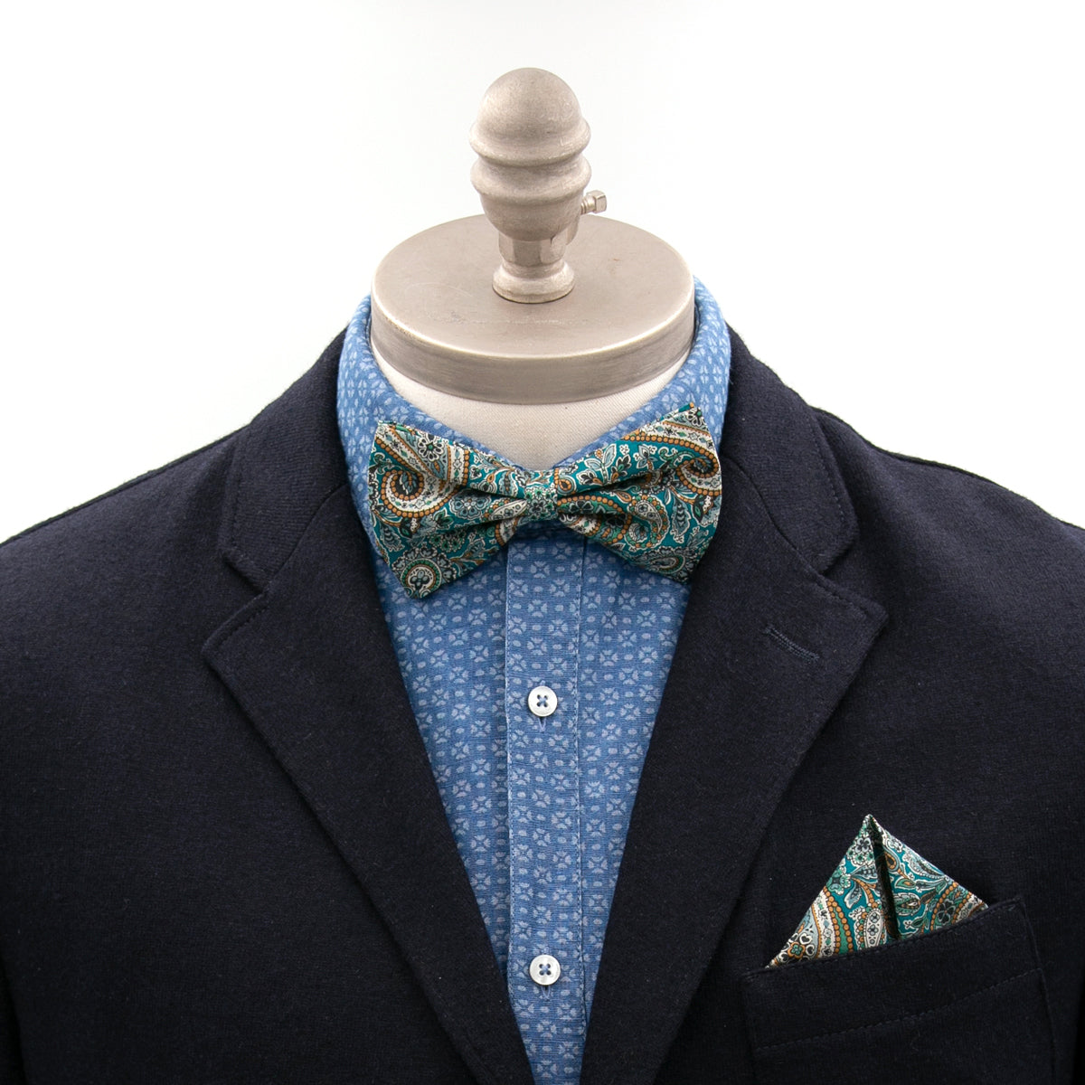 Einstecktuch 25x25cm türkisgrün Paisleymuster