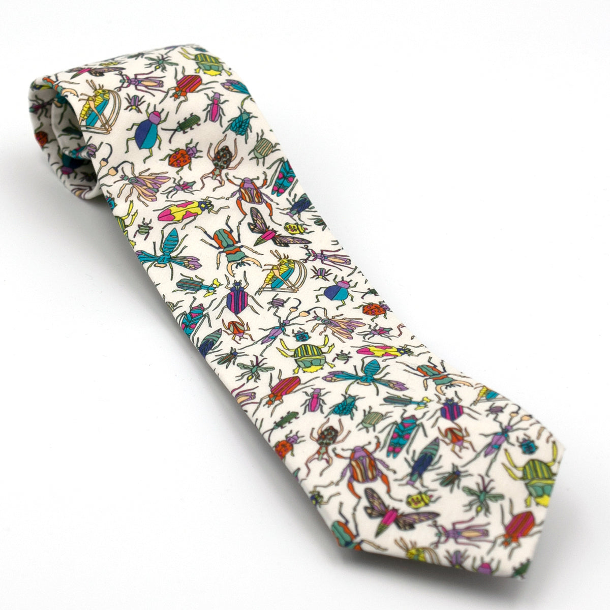 Krawatte 7cm Insekten auf weissem Hintergrund (Zeichnung)