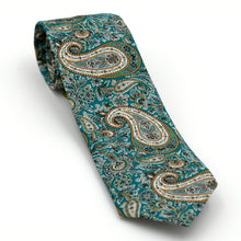 Lade das Bild in den Galerie-Viewer, Krawatte 7cm Paisleymuster türkisgrün
