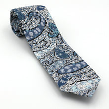 Lade das Bild in den Galerie-Viewer, Krawatte 7cm Paisley blau
