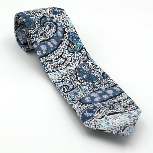 Krawatte 7cm Paisley blau