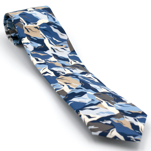 Krawatte 7cm Berggipfel grafisch blau