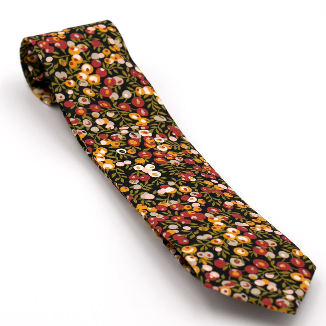 Krawatte 7cm Wiltshire Muster schwarz/rot/grün
