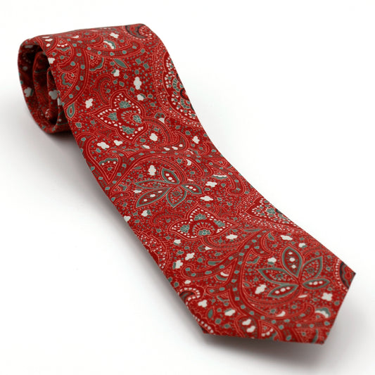 Krawatte 7cm ziegelrot Paisleymuster